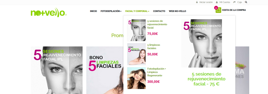 Tienda Online No+Vello de Prestashop