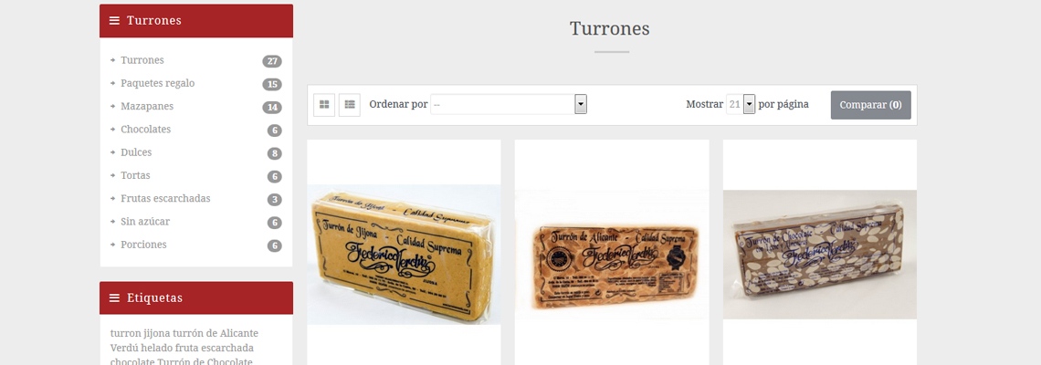 Prestashop tienda online turrones